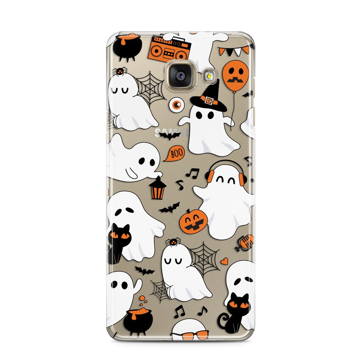 Spooky Halloween Ghost Samsung Galaxy A3 2016 Case on gold phone