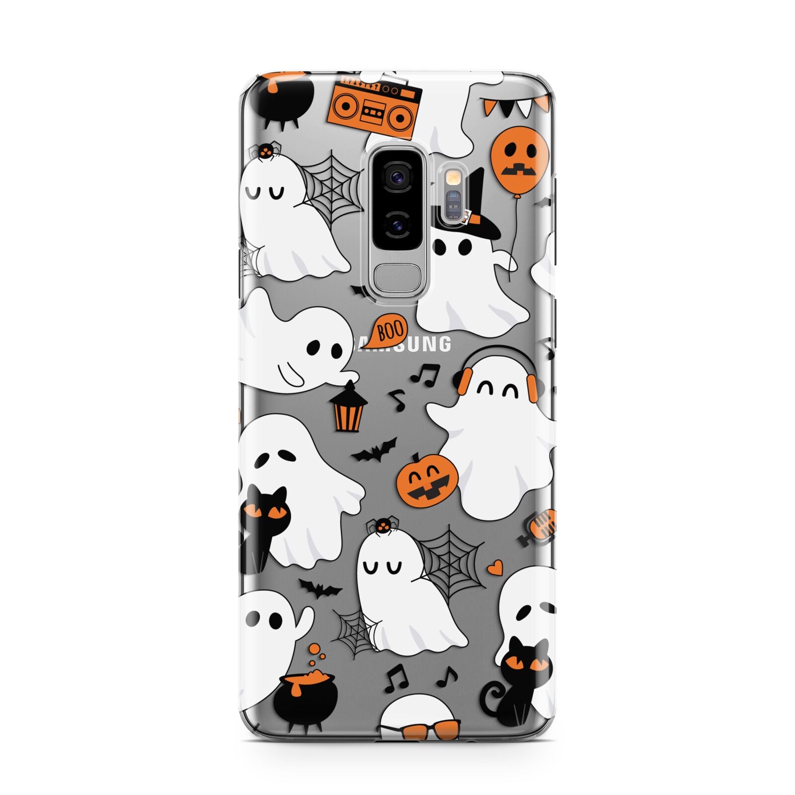 Spooky Halloween Ghost Samsung Galaxy S9 Plus Case on Silver phone