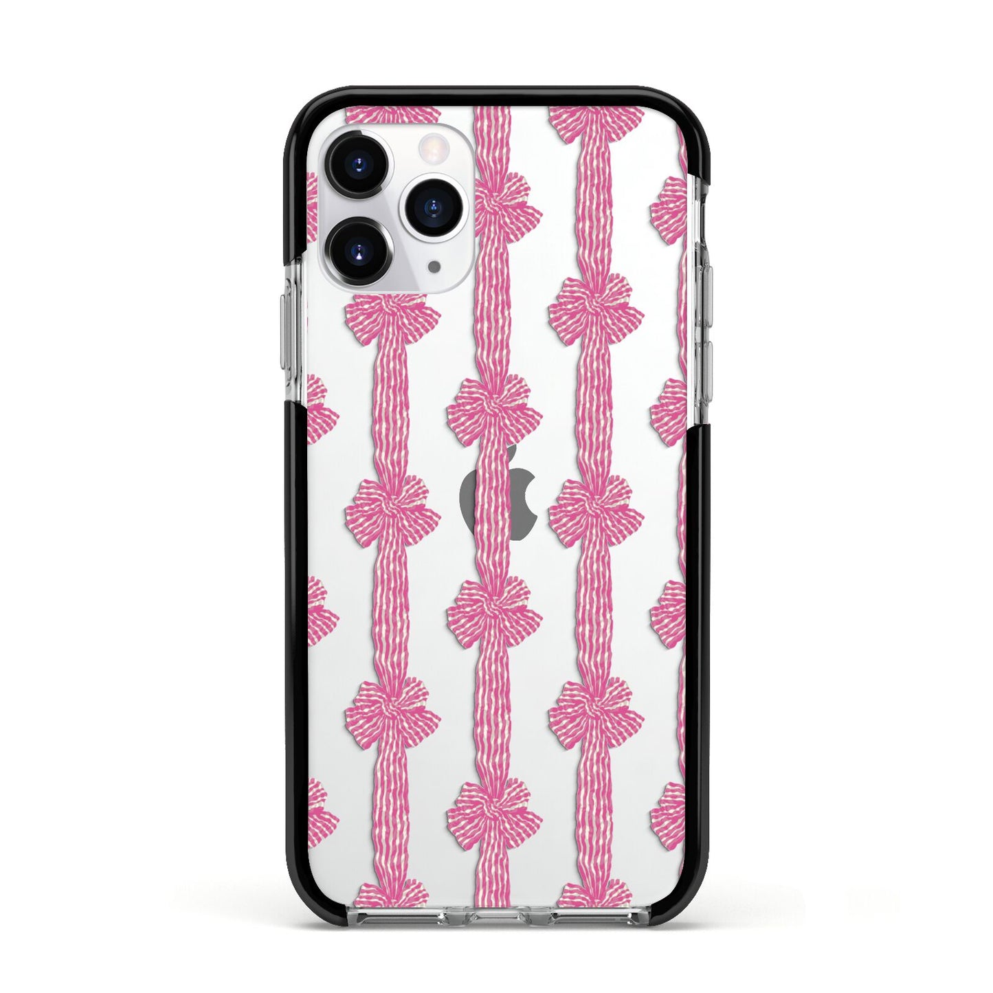 Striped Bow Pattern Apple iPhone 11 Pro in Silver with Black Impact Case