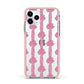 Striped Bow Pattern Apple iPhone 11 Pro in Silver with Pink Impact Case