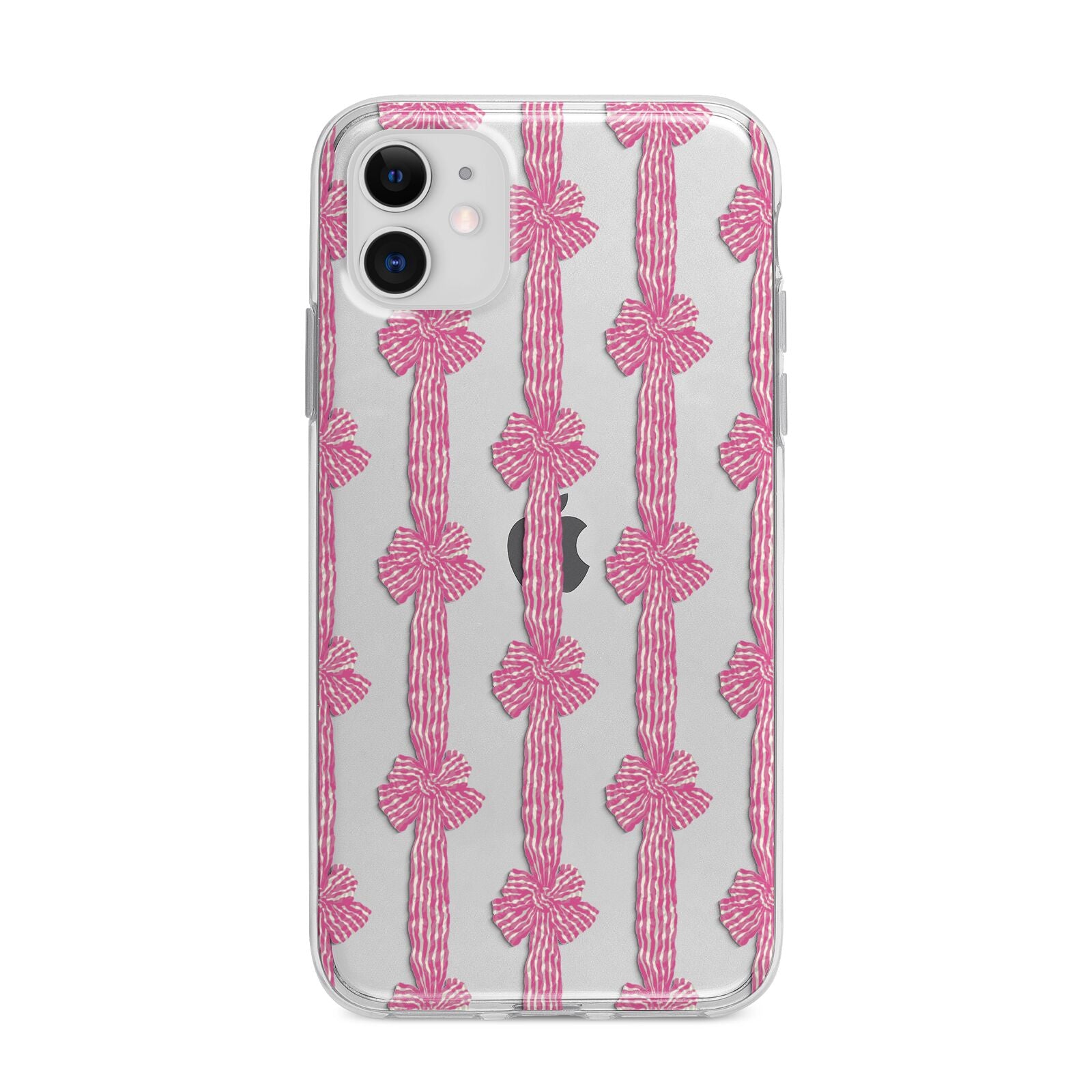 Striped Bow Pattern Apple iPhone 11 in White with Bumper Case