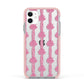 Striped Bow Pattern Apple iPhone 11 in White with Pink Impact Case