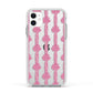 Striped Bow Pattern Apple iPhone 11 in White with White Impact Case