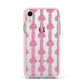 Striped Bow Pattern Apple iPhone XR Impact Case Pink Edge on Silver Phone