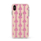 Striped Bow Pattern Apple iPhone Xs Max Impact Case Pink Edge on Gold Phone