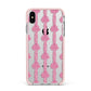 Striped Bow Pattern Apple iPhone Xs Max Impact Case Pink Edge on Silver Phone