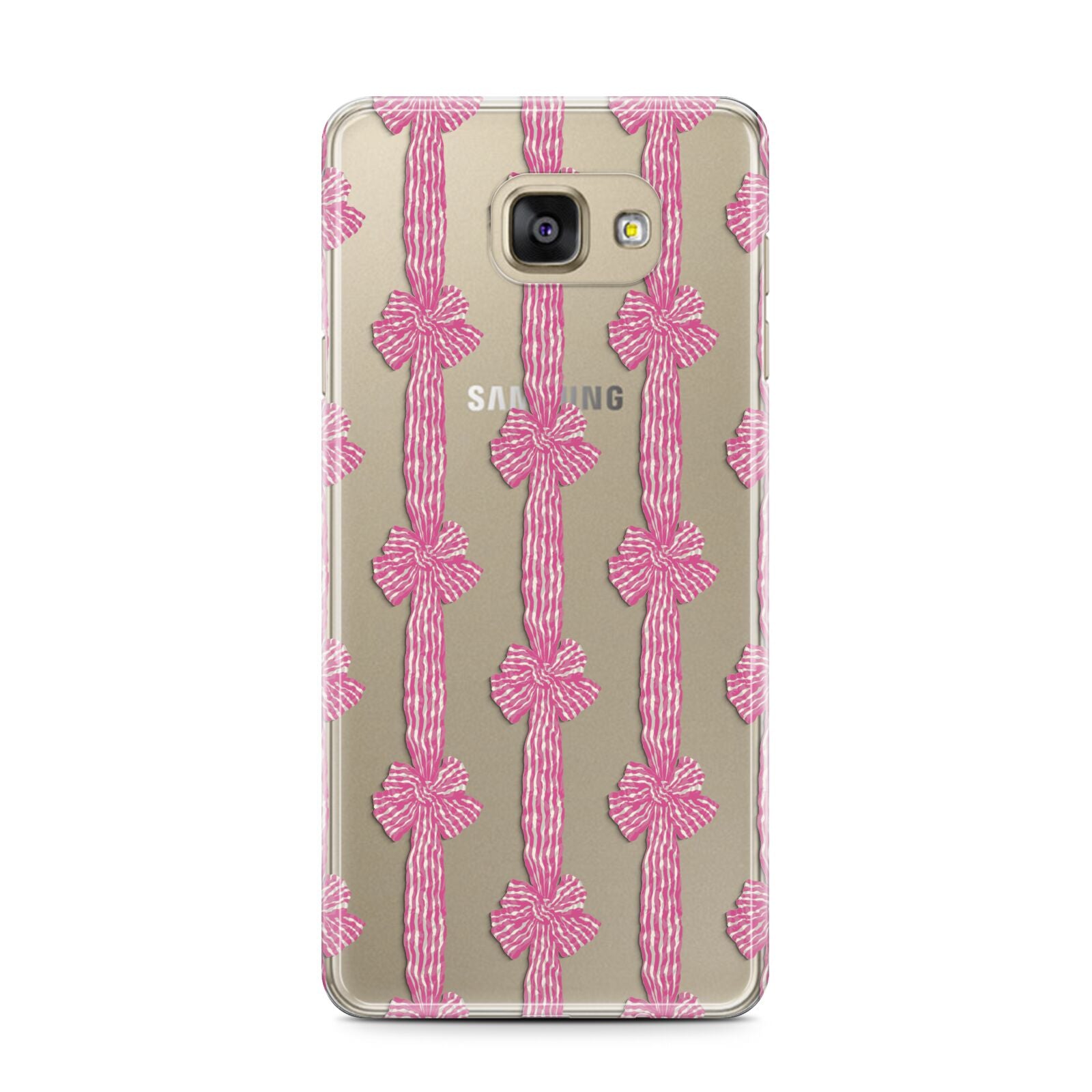 Striped Bow Pattern Samsung Galaxy A7 2016 Case on gold phone