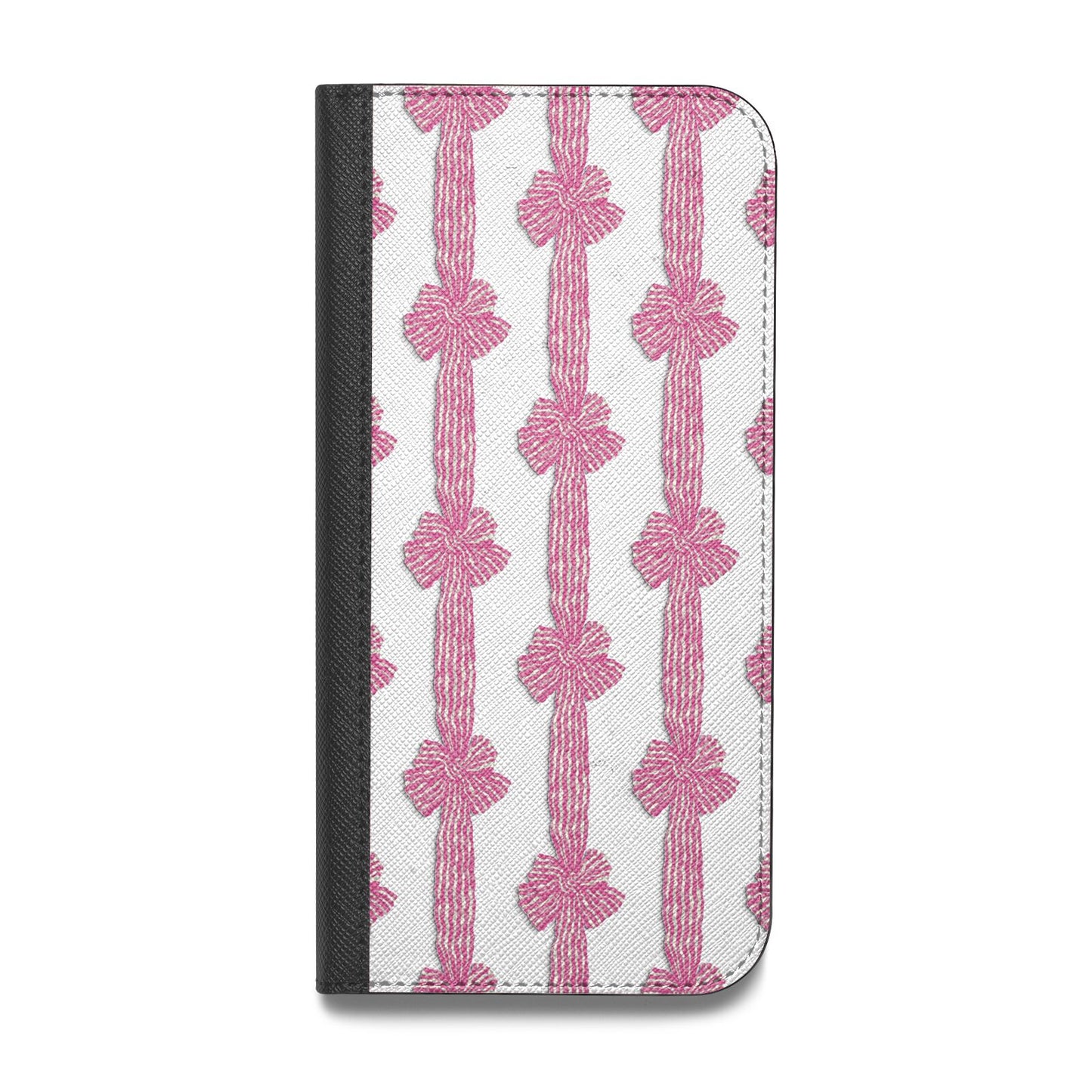 Striped Bow Pattern Vegan Leather Flip iPhone Case