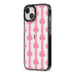 Striped Bow Pattern iPhone 13 Black Impact Case Side Angle on Silver phone