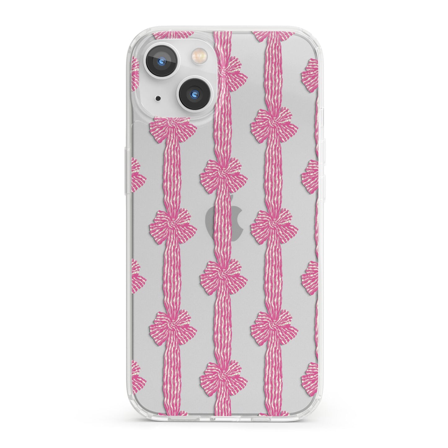 Striped Bow Pattern iPhone 13 Clear Bumper Case