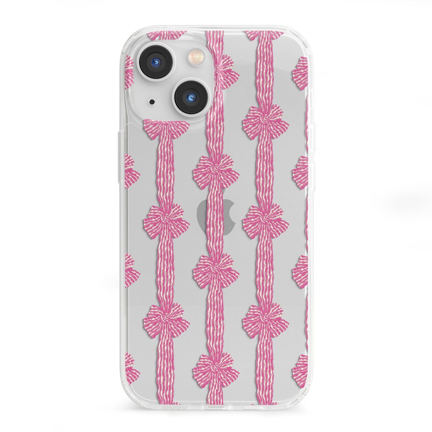 Striped Bow Pattern iPhone 13 Mini Clear Bumper Case