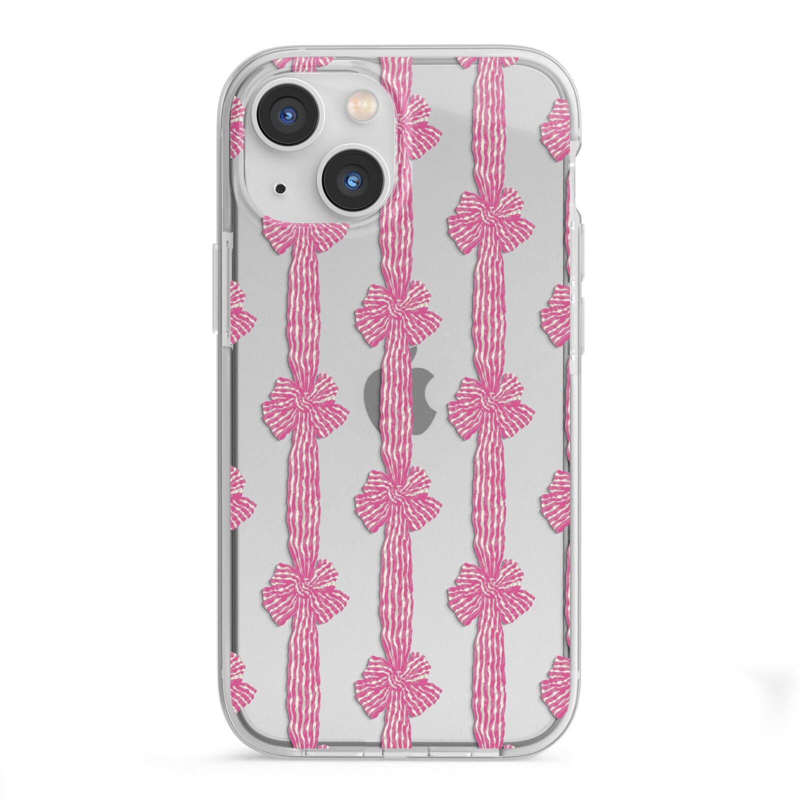 Striped Bow Pattern iPhone 13 Mini TPU Impact Case with White Edges