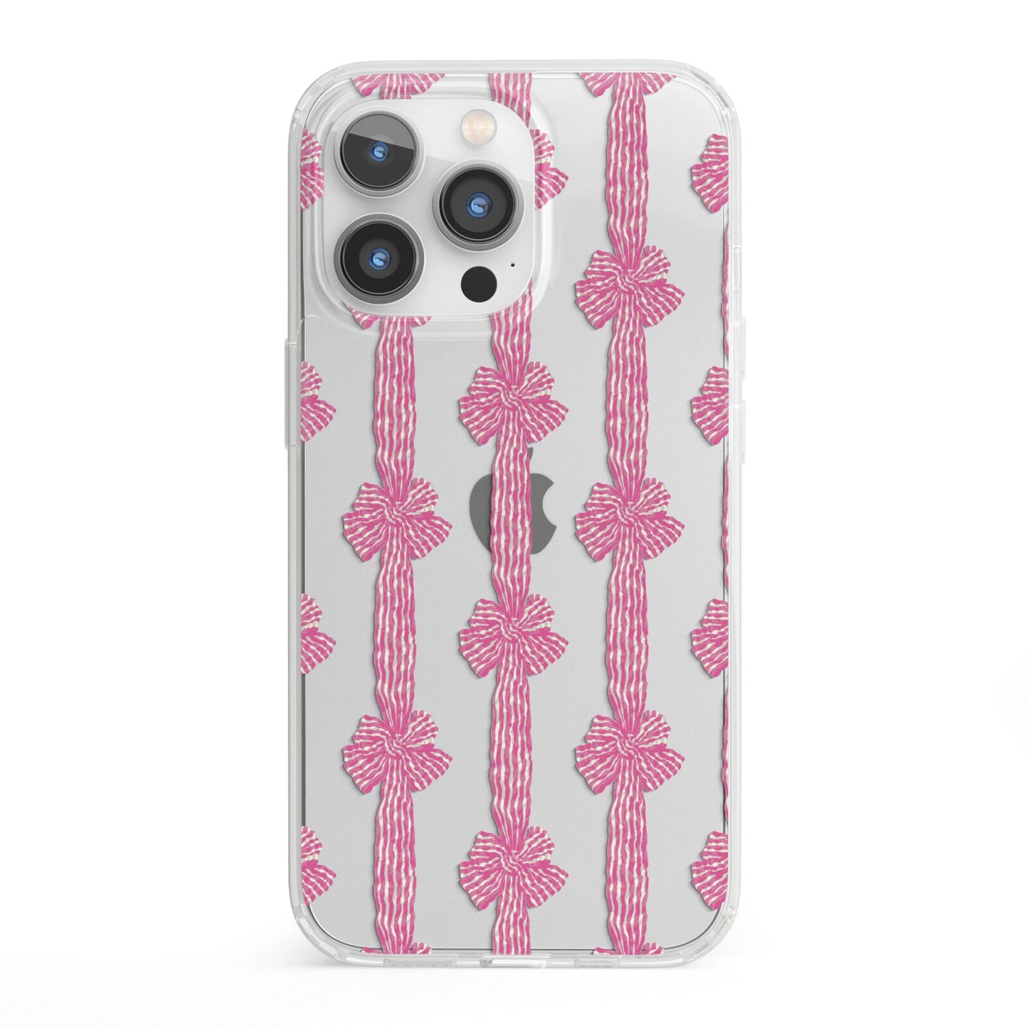 Striped Bow Pattern iPhone 13 Pro Clear Bumper Case