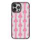 Striped Bow Pattern iPhone 13 Pro Max Black Impact Case on Silver phone