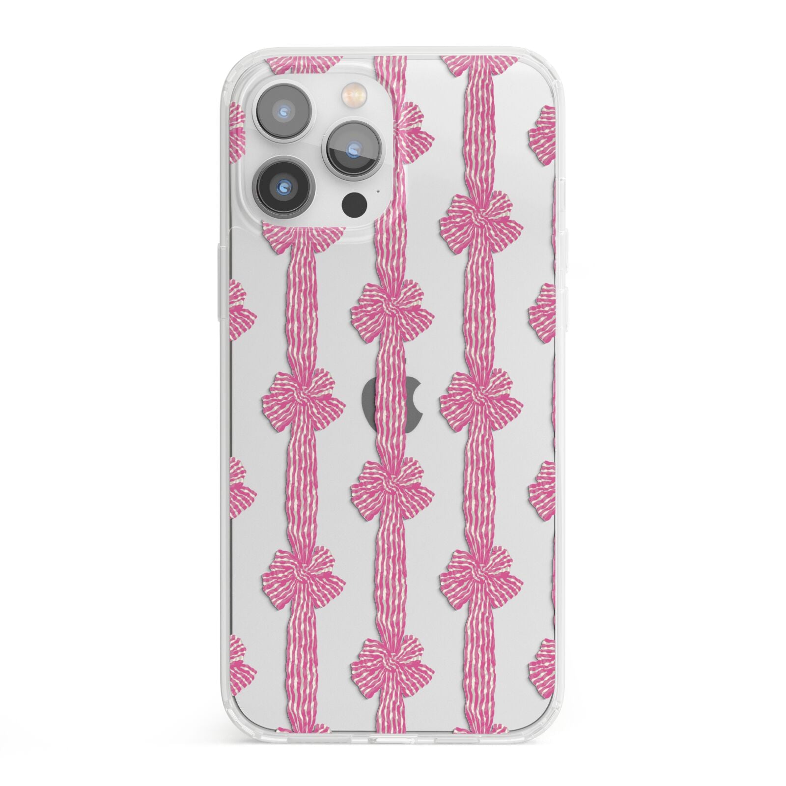 Striped Bow Pattern iPhone 13 Pro Max Clear Bumper Case