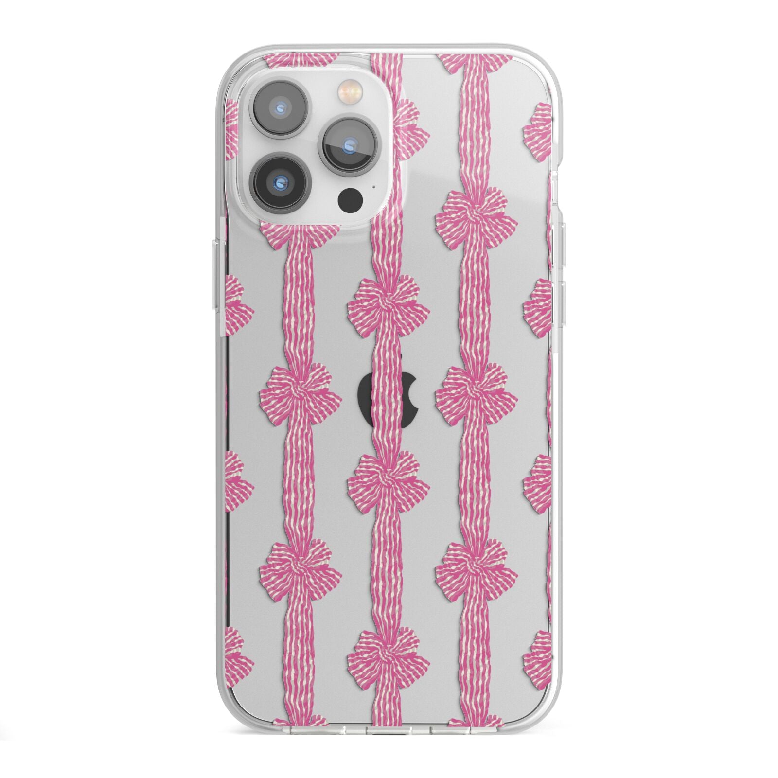 Striped Bow Pattern iPhone 13 Pro Max TPU Impact Case with White Edges