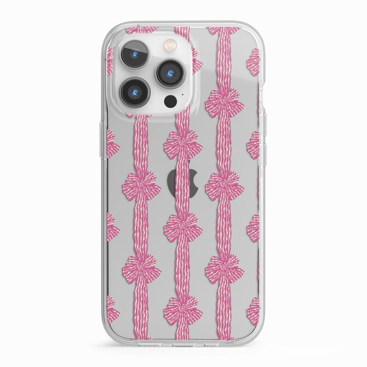 Striped Bow Pattern iPhone 13 Pro TPU Impact Case with White Edges