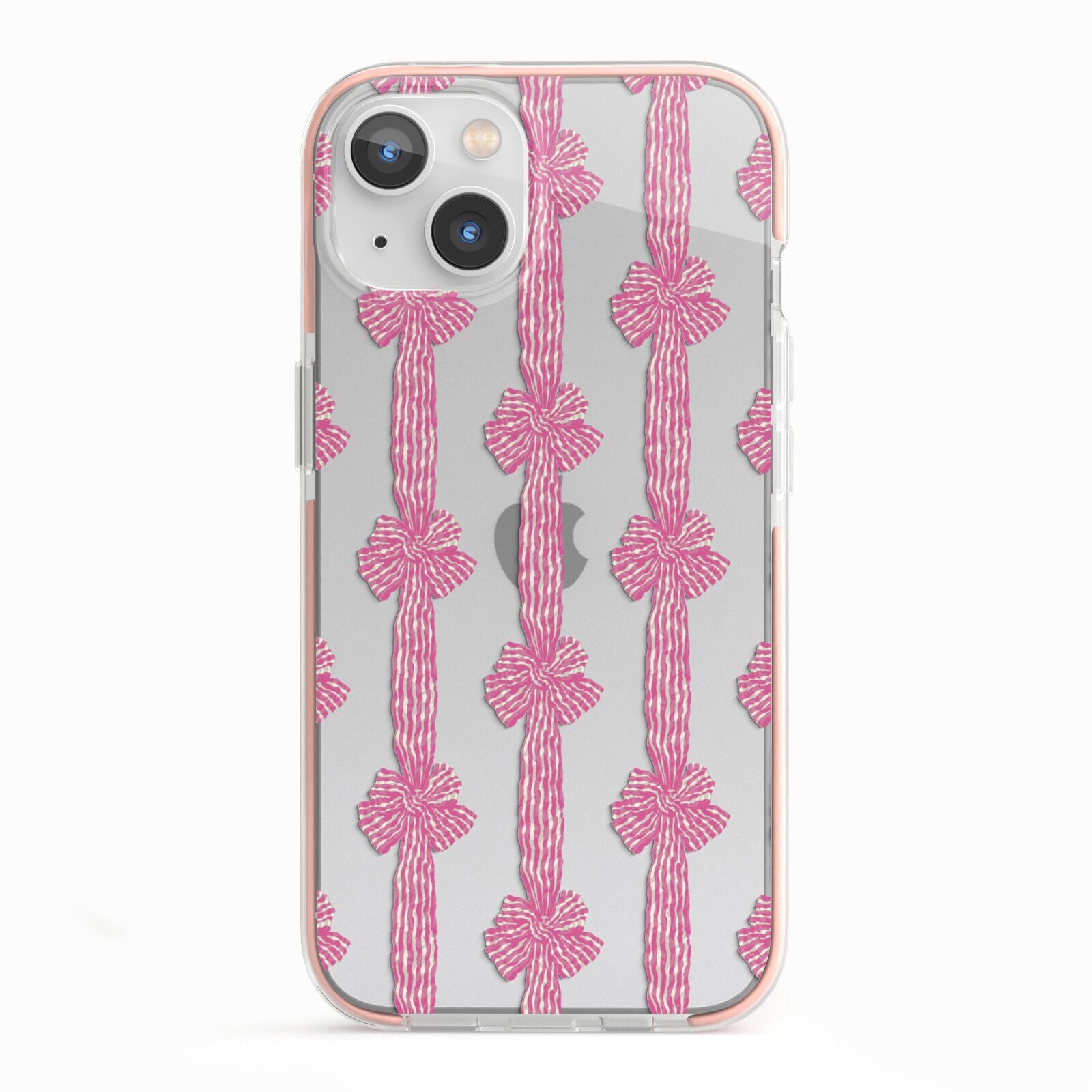 Striped Bow Pattern iPhone 13 TPU Impact Case with Pink Edges