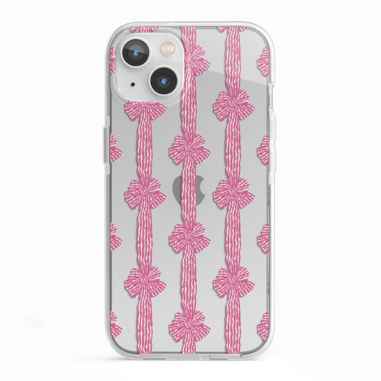 Striped Bow Pattern iPhone 13 TPU Impact Case with White Edges