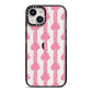 Striped Bow Pattern iPhone 14 Black Impact Case on Silver phone