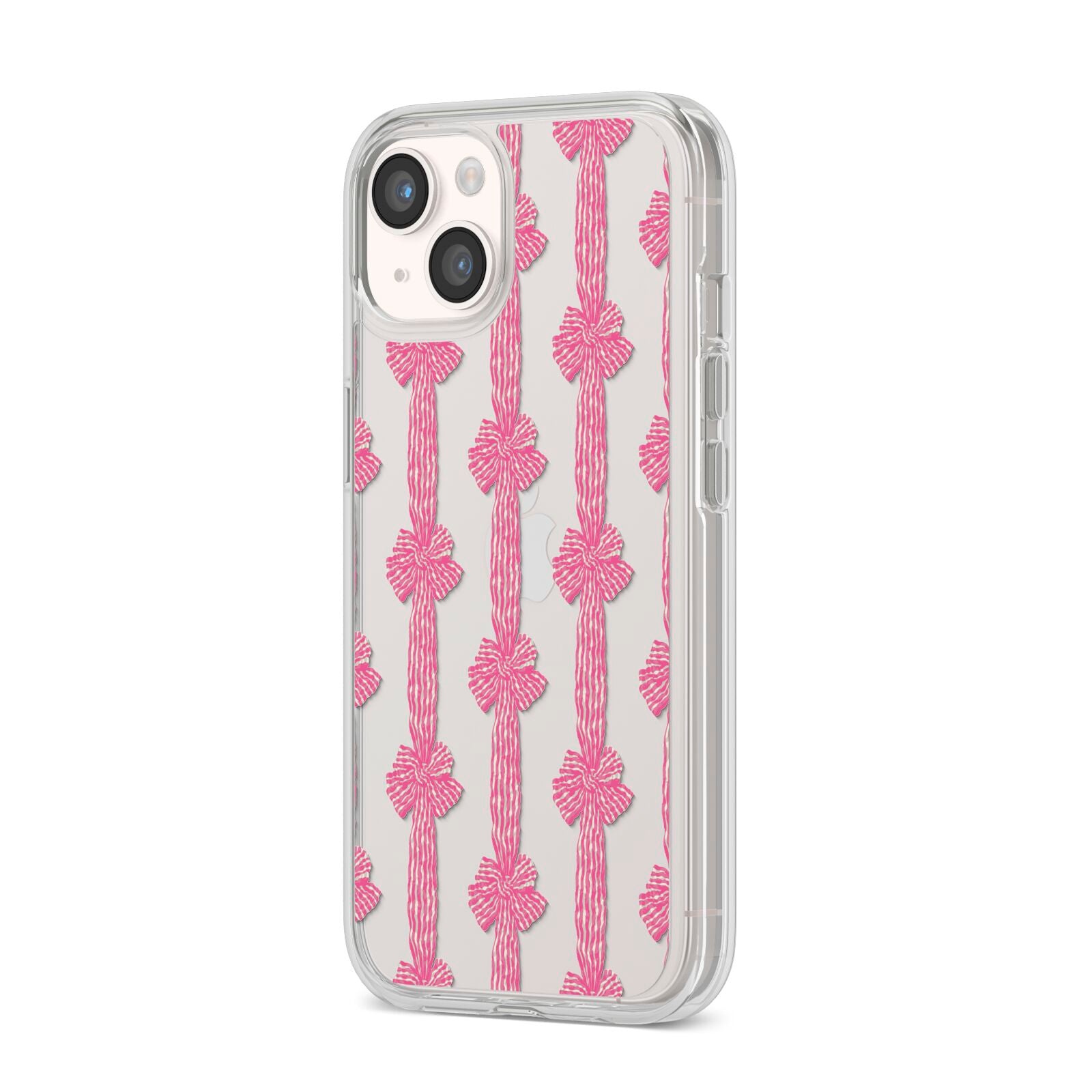 Striped Bow Pattern iPhone 14 Clear Tough Case Starlight Angled Image