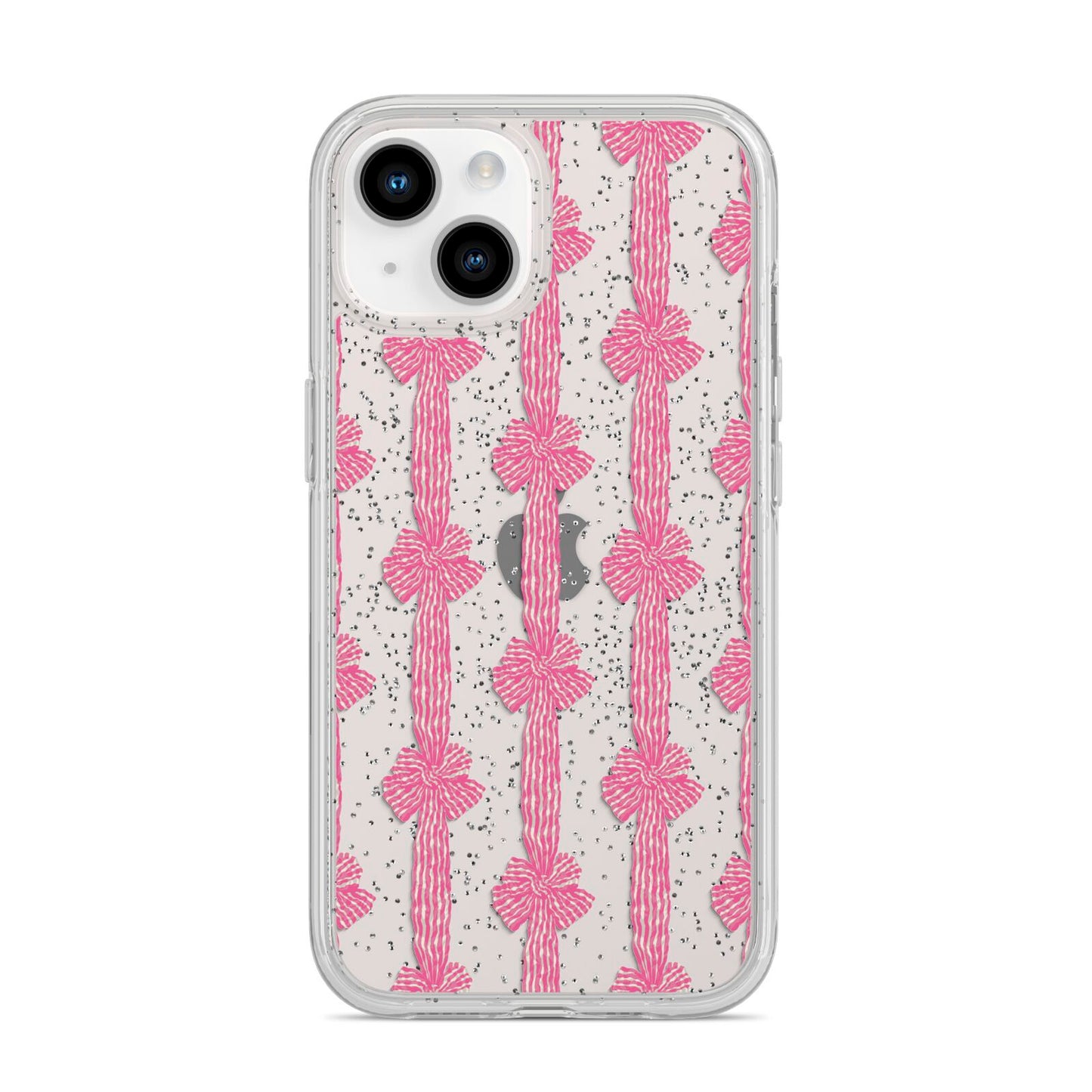 Striped Bow Pattern iPhone 14 Glitter Tough Case Starlight