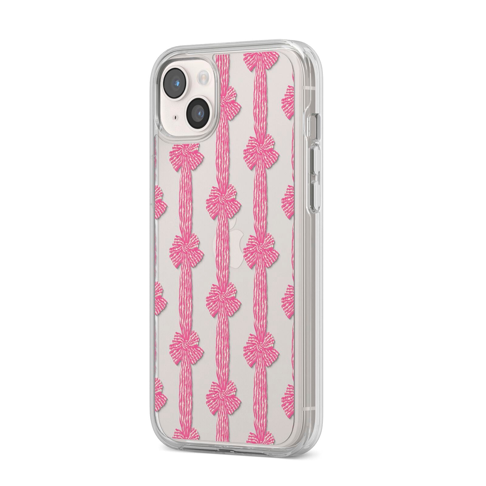 Striped Bow Pattern iPhone 14 Plus Clear Tough Case Starlight Angled Image