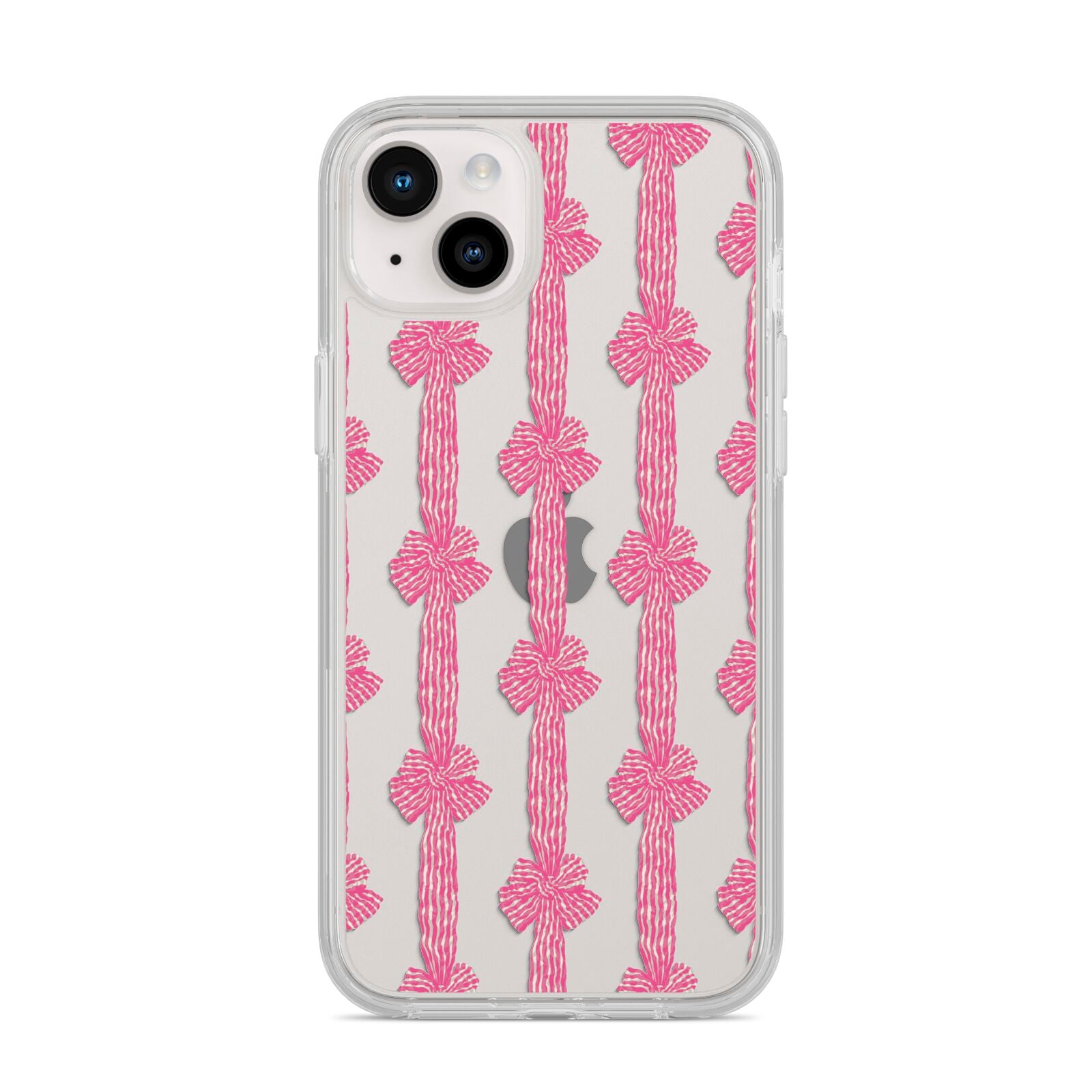 Striped Bow Pattern iPhone 14 Plus Clear Tough Case Starlight