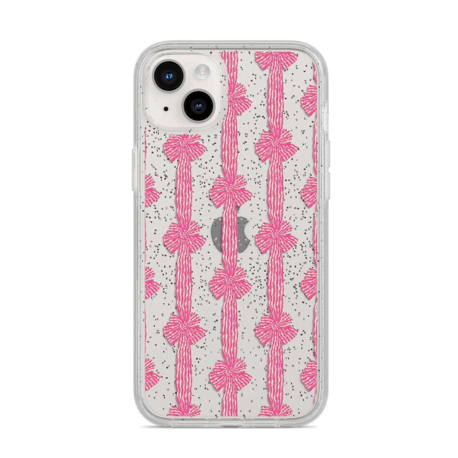 Striped Bow Pattern iPhone 14 Plus Glitter Tough Case Starlight