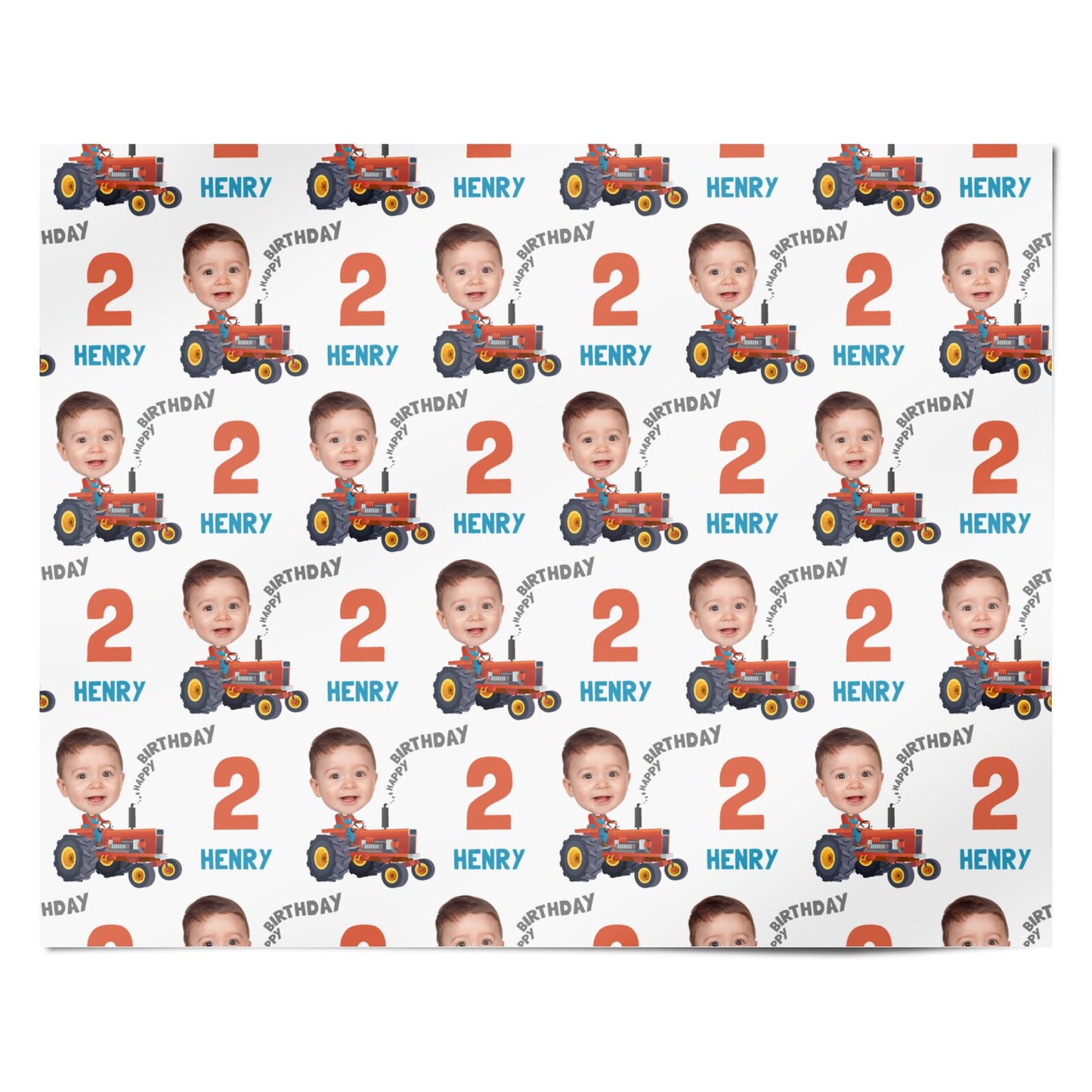 Tractor Custom Face Birthday Personalised Wrapping Paper Alternative