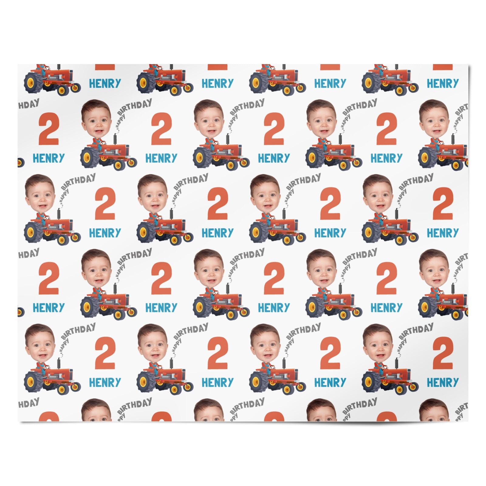 Tractor Custom Face Birthday Personalised Wrapping Paper Alternative