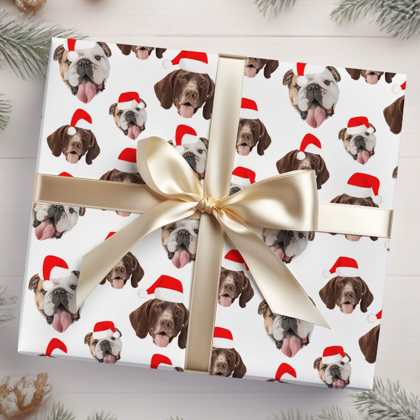 Two Dogs Personalised Christmas Photo Wrapping Paper