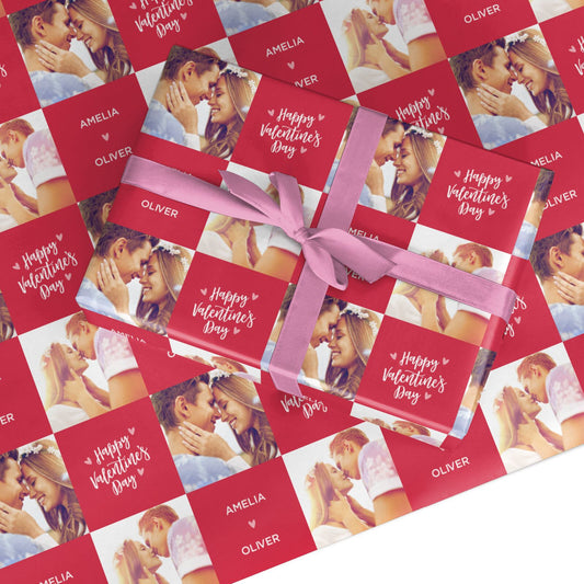 Valentines Day Personalised Photo and Name Custom Wrapping Paper