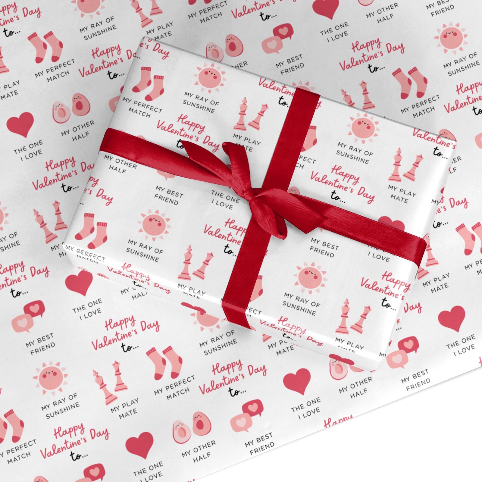 Valentines Day Relationship Icons Custom Wrapping Paper