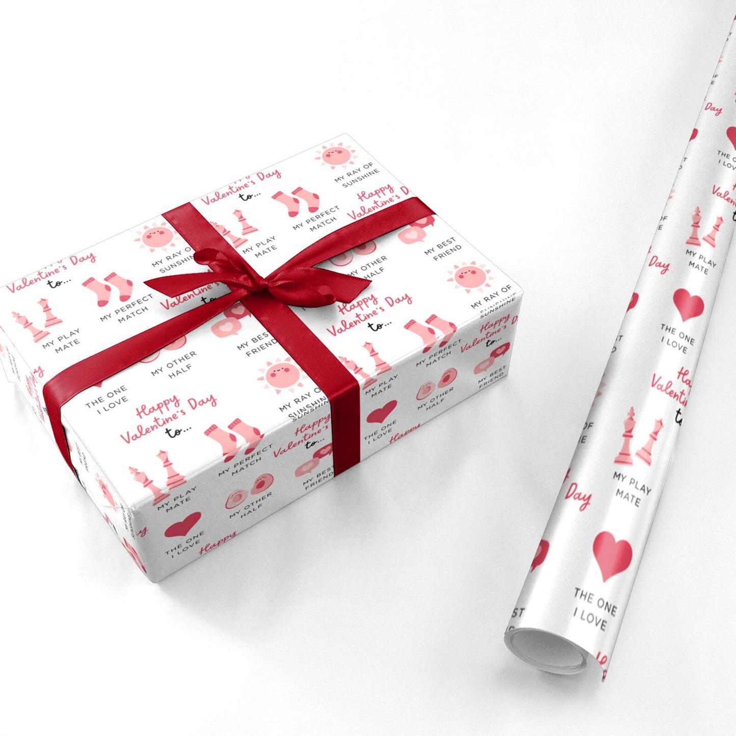 Valentines Day Relationship Icons Personalised Wrapping Paper