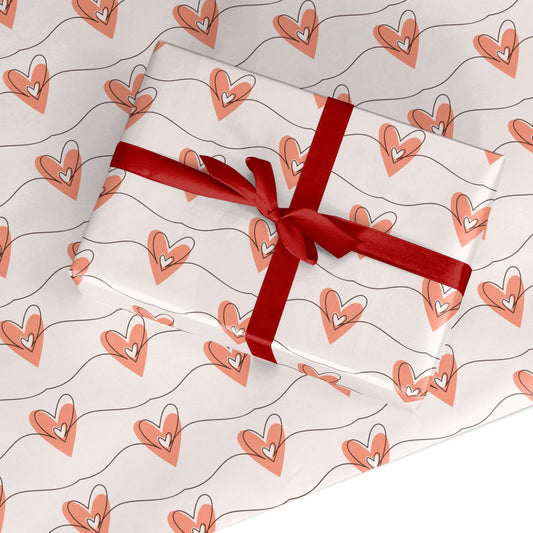 Valentines Love Heart Custom Wrapping Paper