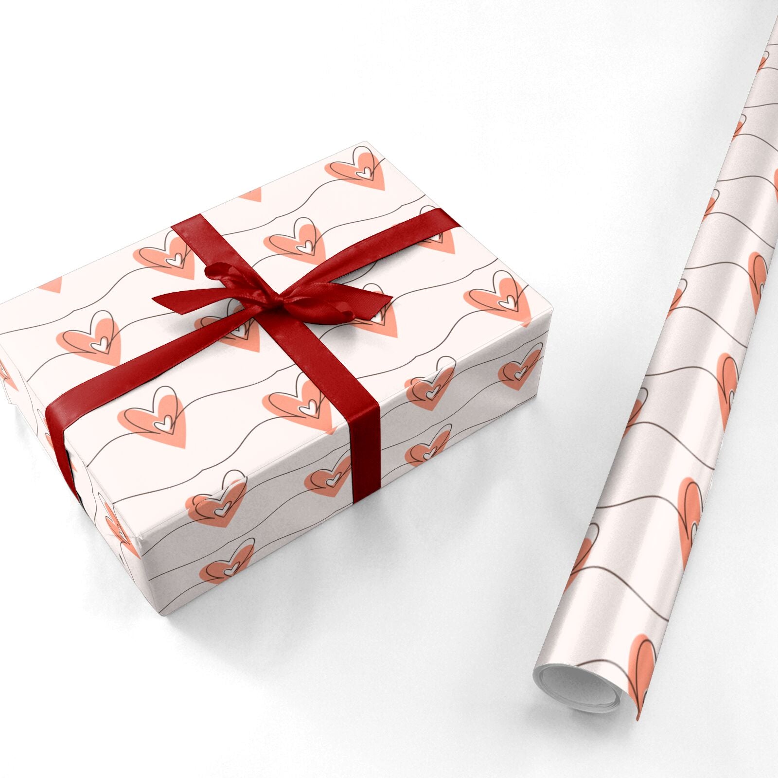 Valentines Love Heart Personalised Wrapping Paper