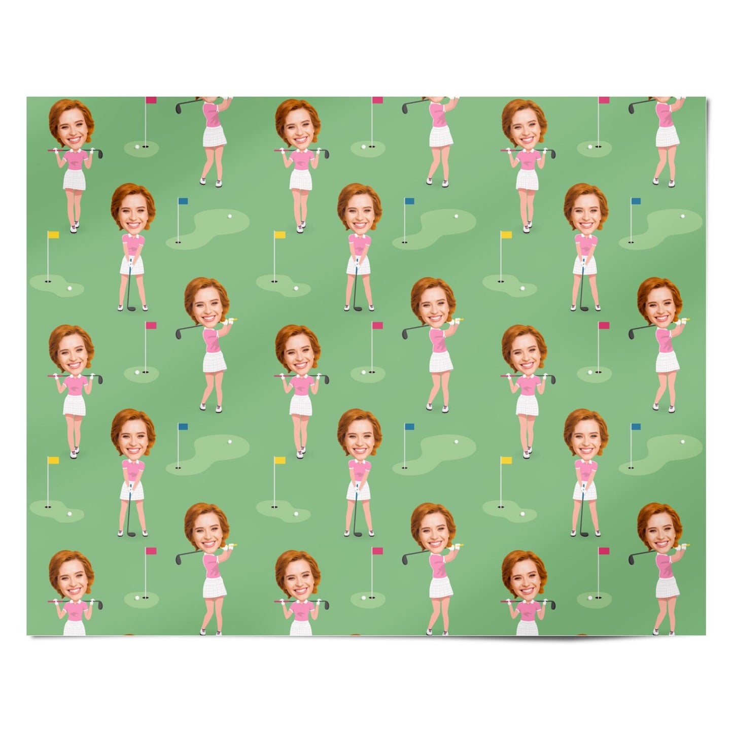 Womens Golf Photo Face Personalised Wrapping Paper Alternative