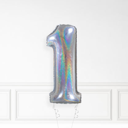 Inflated Holographic Foil Number Balloon