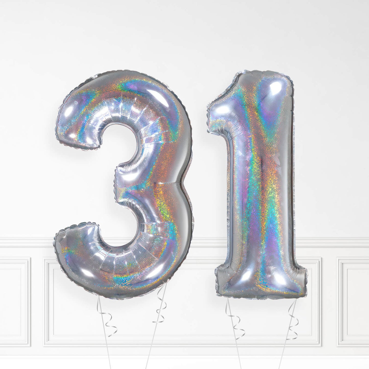 Inflated Holographic Foil Number Balloon