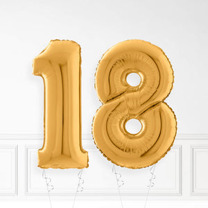 Inflated Gold Foil Number Balloon