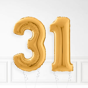 Inflated Gold Foil Number Balloon