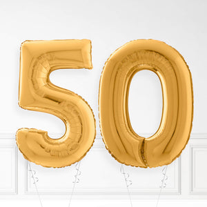 Inflated Gold Foil Number Balloon