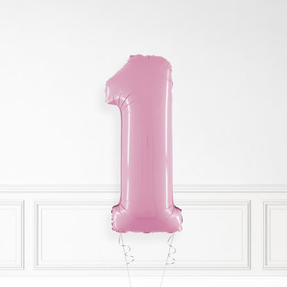 Inflated Pastel Pink Foil Number Balloon