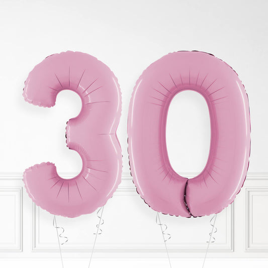 Inflated Pastel Pink Foil Number Balloon