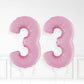 Inflated Pastel Pink Foil Number Balloon