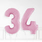 Inflated Pastel Pink Foil Number Balloon