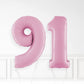 Inflated Pastel Pink Foil Number Balloon