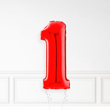 Inflated Red Foil Number Balloon