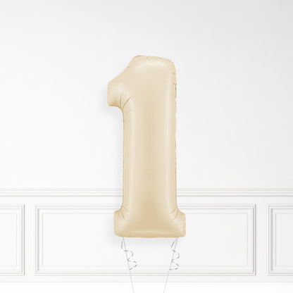 Inflated Cream Foil Number Balloon